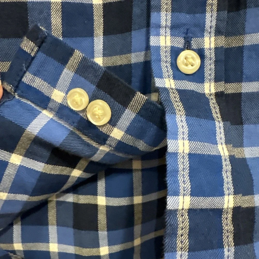 Ralph Lauren Boys Button Up Shirt Cotton Blue Plaid Sz 5‎ Long Sleeve